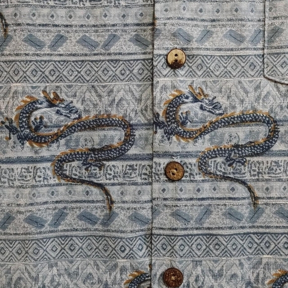 Vintage Kennington LTD California Dragon Button Down Blouse Mens XL 90s Grunge - Picture 6 of 8